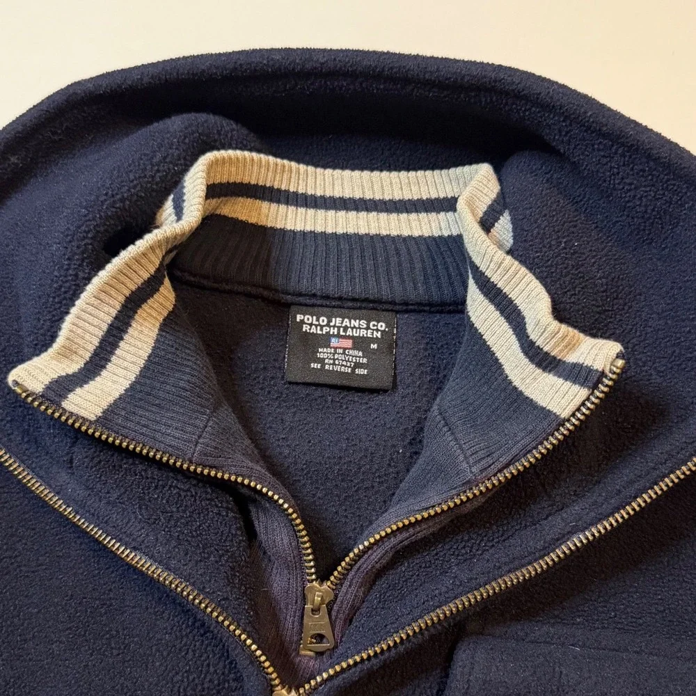 Vtg Polo Ralph Lauren Jeans Co Quarter Zip Fleece Pullover Size Medium